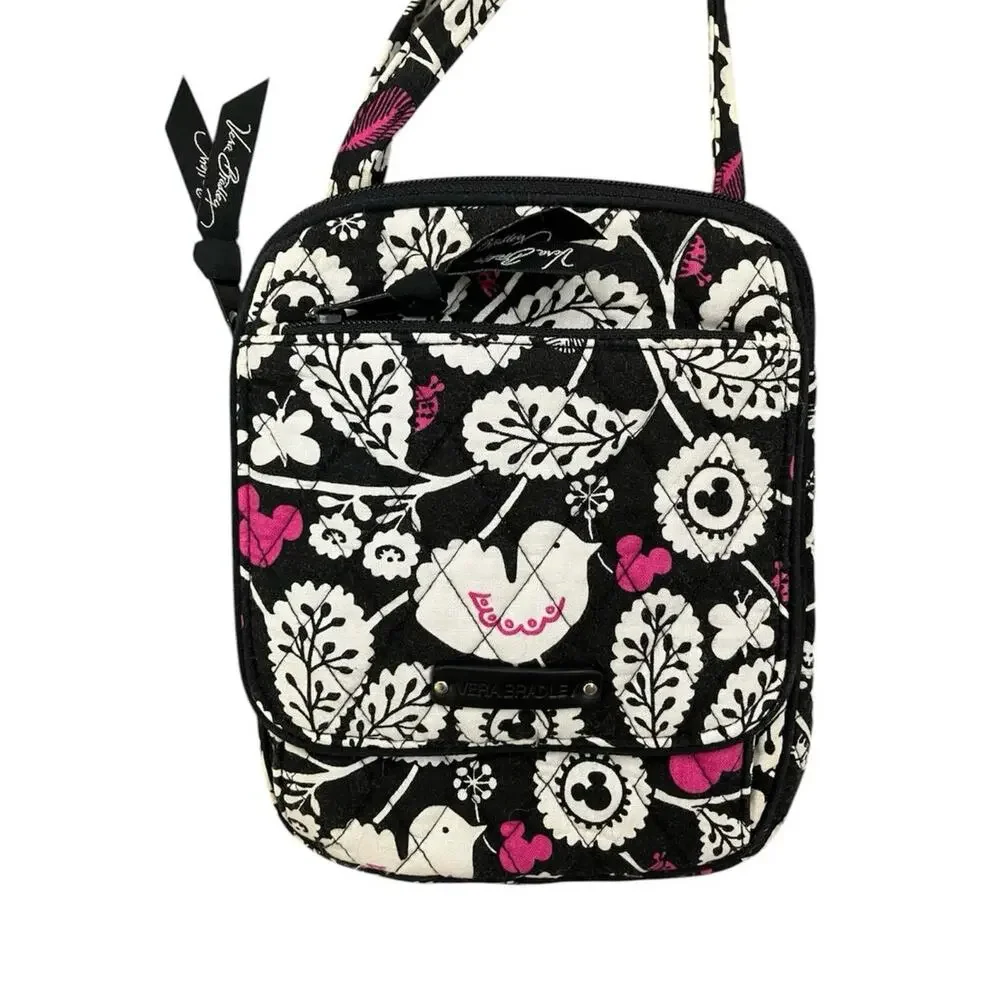 Vera Bradley Walt Disney Mickey Mouse Black White Pink Quilted Crossbody Bag